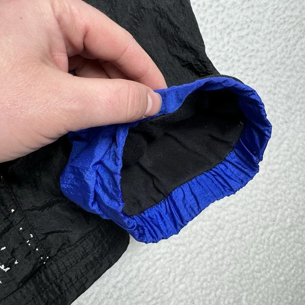 Vintage 90s IXSPA Windbreaker Jacket Black Blue - Men's Medium (Fits Roomy)